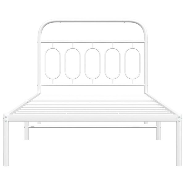 vidaXL Cadre de lit métal sans matelas et tête de lit blanc 107x203 cm