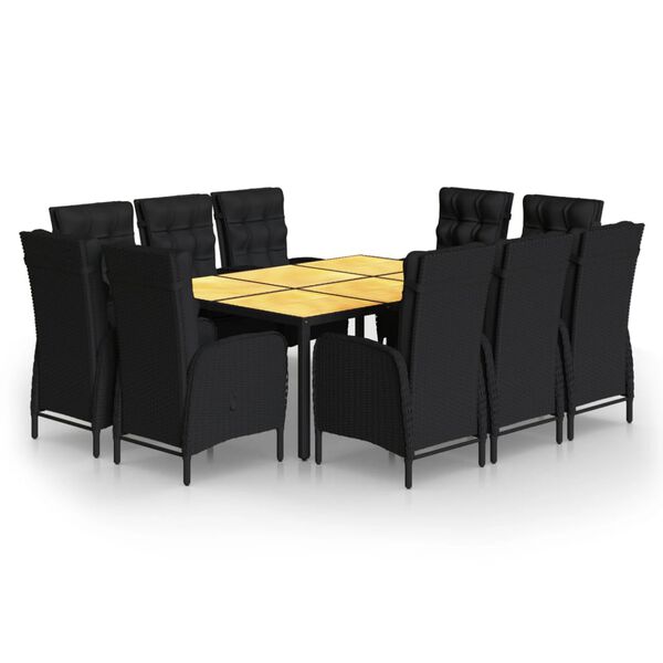 vidaXL Ensemble &agrave; d&icirc;ner de jardin 11 pcs R&eacute;sine tress&eacute;e Noir