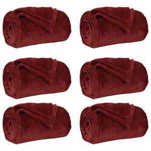 vidaXL Couvertures &agrave; jeter 6 pc Bordeaux 130 x 150 cm 3.04 kg Polaire