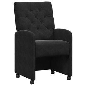 vidaXL Chaises de Salle &agrave; Manger avec Roues 2 pc Velours Noir