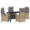 vidaXL Ensemble de salle &agrave; manger pour jardin 5 pcs Beige polyrotin