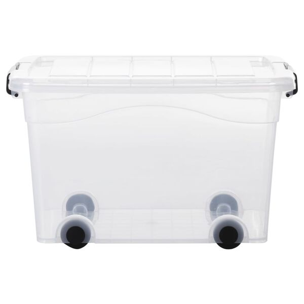 vidaXL Bo&icirc;tes de rangement et roues et couvercles 5pcs Transparent 40L