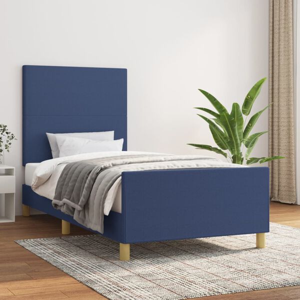 vidaXL Cadre de lit sans matelas bleu 80x200 cm tissu