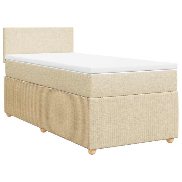 vidaXL Sommier &agrave; lattes de lit avec matelas Cr&egrave;me 100x200 cm Tissu
