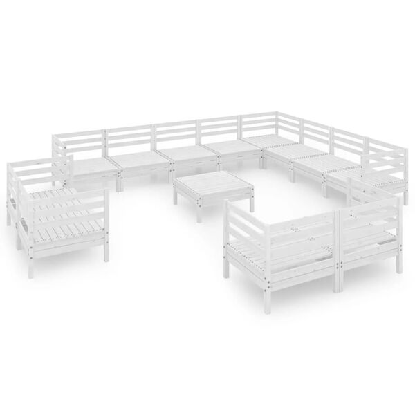 vidaXL Salon de jardin 13 pcs Bois de pin massif Blanc