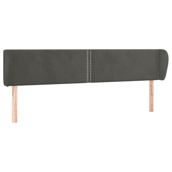 vidaXL T&ecirc;te de lit avec oreilles Gris fonc&eacute; 183x23x78/88 cm Velours