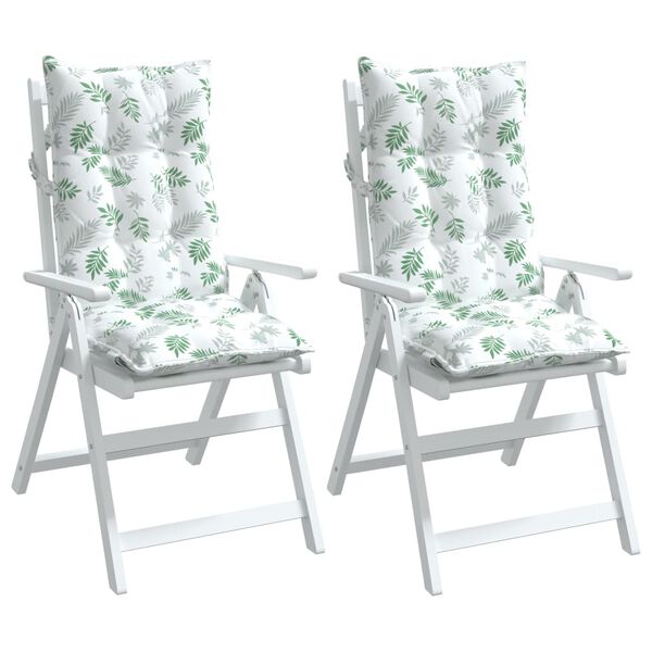 vidaXL Coussins de chaise &agrave; dossier haut lot de 2 mod&egrave;le de feuille
