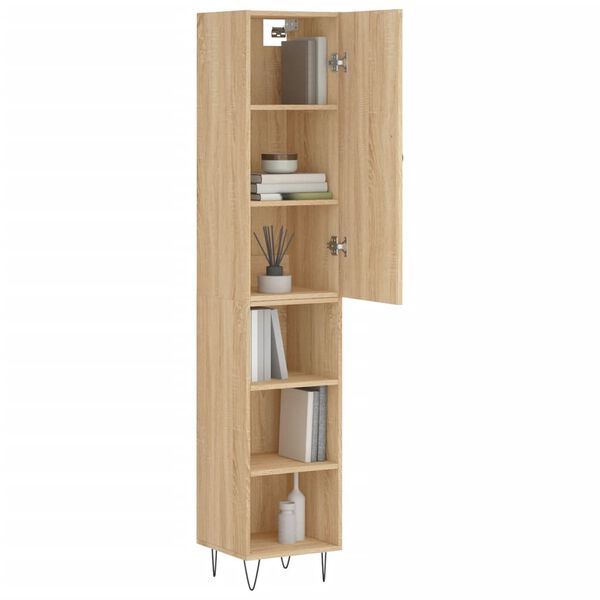 vidaXL Buffet haut Ch&ecirc;ne sonoma 34,5x34x180 cm Bois d'ing&eacute;nierie