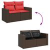 vidaXL Salon de jardin avec coussins 7pcs marron r&eacute;sine tress&eacute;e acacia