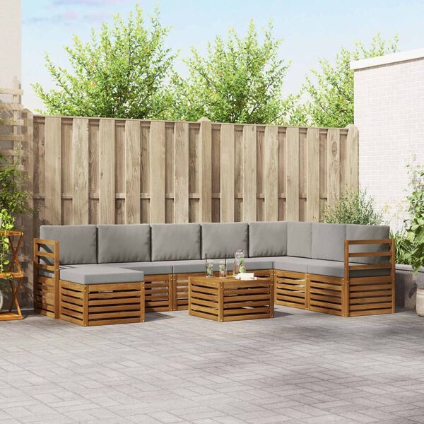 vidaXL Ensembles de canap&eacute;s avec coussin 9 pcs Gris Naturel et Clair