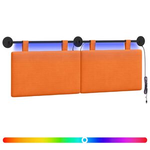 vidaXL T&ecirc;te de lit suspendue Orange Tissu en velours c&ocirc;tel&eacute;