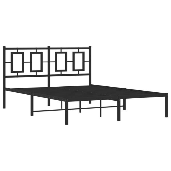 vidaXL Cadre de lit m&eacute;tal sans matelas avec t&ecirc;te de lit noir 140x200cm