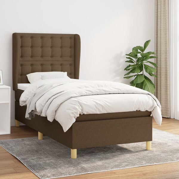 vidaXL Sommier &agrave; lattes de lit avec matelas Marron fonc&eacute; 100x200 cm