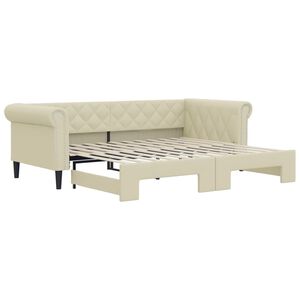 vidaXL Lit de jour avec gigogne sans matelas cr&egrave;me 90x200 cm