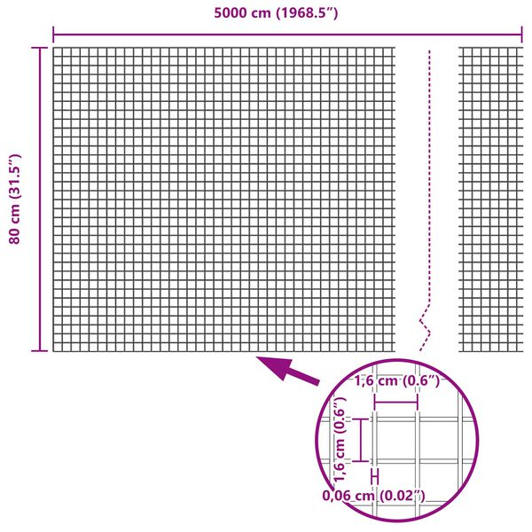 vidaXL Clôture en fil soudé Argent 0,8 x 50 m Acier