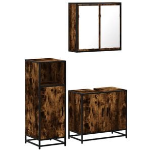 vidaXL Ensemble de meubles de salle de bain 3 pcs Ch&ecirc;ne fum&eacute;