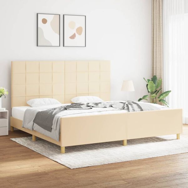 vidaXL Cadre de lit sans matelas cr&egrave;me 200x200 cm tissu