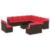 vidaXL Ensemble de canap&eacute; de jardin 14 pcs avec coussins marron r&eacute;sine tress&eacute;e