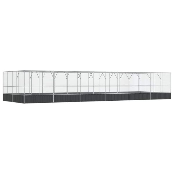 vidaXL Volière avec extension argenté 1246x414x212 cm acier