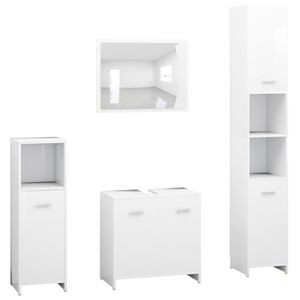 vidaXL Ensemble de meubles salle de bain 4 pcs blanc bois d&rsquo;ing&eacute;nierie