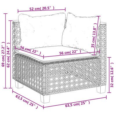 vidaXL Salon de jardin 5 pcs avec coussins noir résine tressée