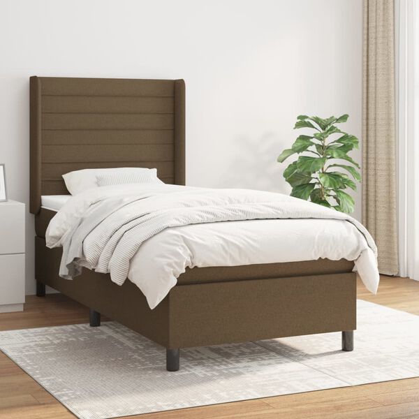 vidaXL Sommier &agrave; lattes de lit avec matelas Marron fonc&eacute; 80x200 cm