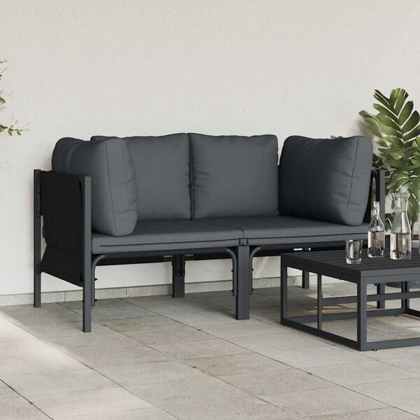 vidaXL Mobilier de jardin 2 pcs Anthracite 80 x 80 x 71 cm Acier