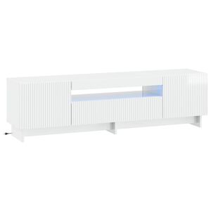 vidaXL Meuble TV LED Blanc brillant Bois d'ing&eacute;nierie