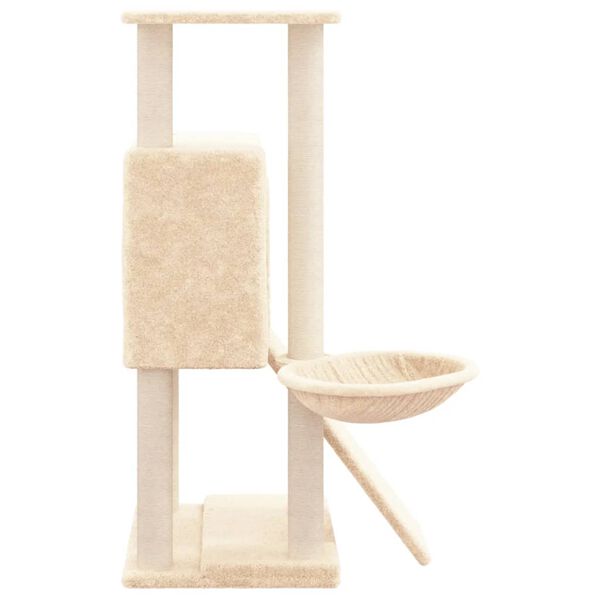 vidaXL Arbre &agrave; chat avec griffoirs en sisal Cr&egrave;me 96 cm