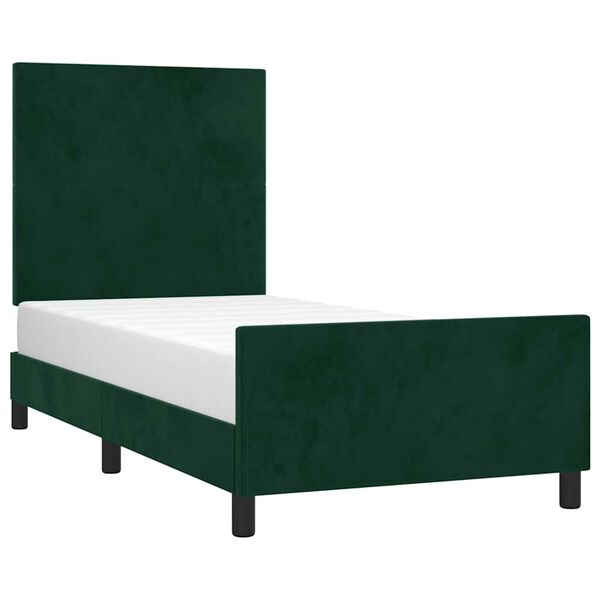 vidaXL Cadre de lit sans matelas vert fonc&eacute; 90x200 cm velours