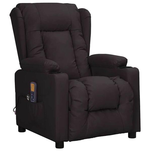 vidaXL Fauteuil de massage Noir Similicuir