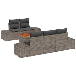 vidaXL Ensemble de canap&eacute; de jardin avec coussin 6 pcs Gris polyrotin