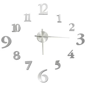 vidaXL Horloge murale 3D Design moderne Argent&eacute; 100 cm XXL