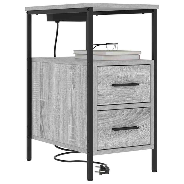 vidaXL Cabinet de chevet avec tiroir 2 pcs Gris Sonoma 30 x 48 x 61 cm