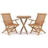vidaXL Ensemble &agrave; manger de jardin 3 pcs Bois de teck massif