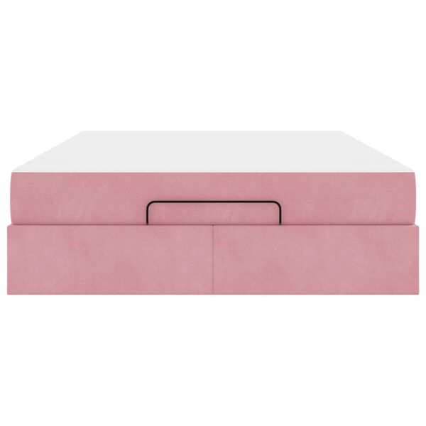 vidaXL Cadre de lit avec matelas avec matelas 2 pcs Rose Velours