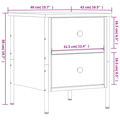 vidaXL Tables de chevet 2 pcs chêne sonoma 40x42x50 cm bois ingénierie