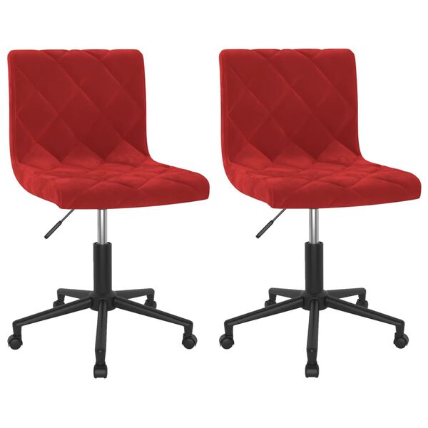 vidaXL Chaises pivotantes &agrave; manger lot de 2 Rouge bordeaux Velours