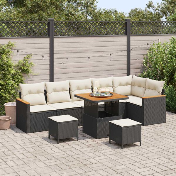 vidaXL Ensemble de canap&eacute; de jardin 9 pcs Noir polyrotin