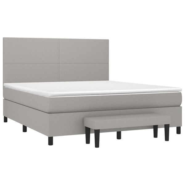 vidaXL Sommier &agrave; lattes de lit avec matelas Gris clair 160x200cm Tissu