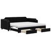 vidaXL Lit de jour avec gigogne et tiroirs noir 80x200 cm tissu