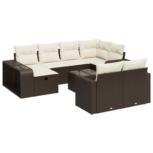 vidaXL Salon de jardin et coussins 11 pcs marron r&eacute;sine tress&eacute;e