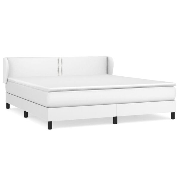 vidaXL Sommier &agrave; lattes de lit avec matelas Blanc 160x200cm Similicuir