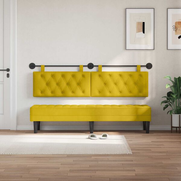 vidaXL T&ecirc;te de lit suspendue Jaune 190 x 55 x 7 cm Velours
