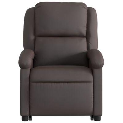 vidaXL Fauteuil inclinable de massage marron foncé cuir véritable