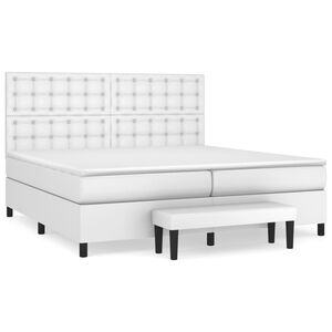 vidaXL Sommier &agrave; lattes de lit avec matelas Blanc 200x200cm Similicuir