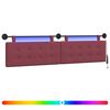 vidaXL T&ecirc;te de lit suspendue Avec lumi&egrave;re LED Bordeaux Tissu