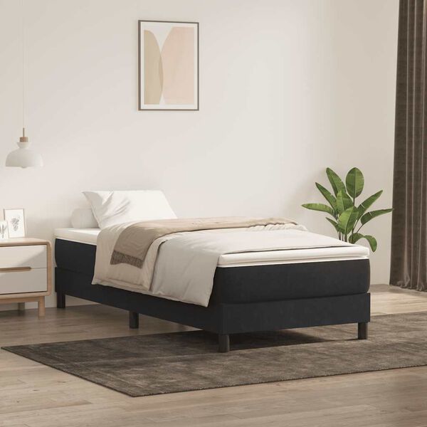 vidaXL Sommier à lattes de lit avec matelas noir 80x220 cm velours