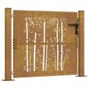 vidaXL Portail de jardin 100x75 cm en acier Corten et bambou