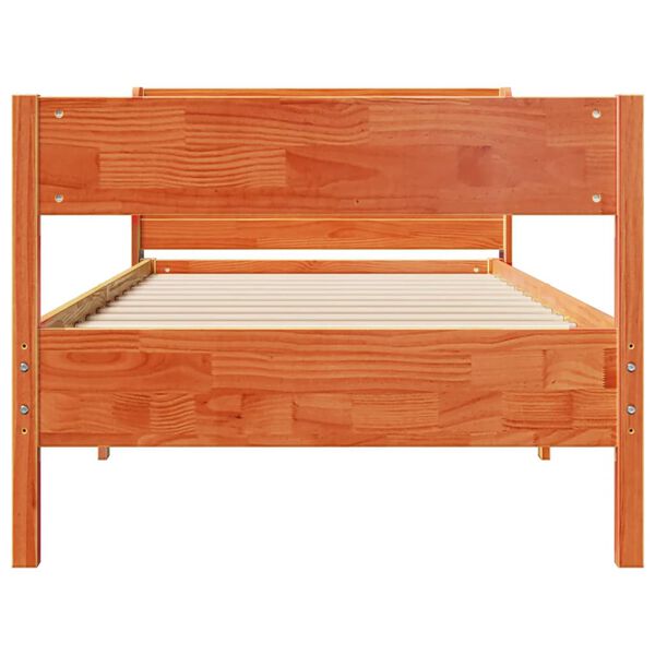 vidaXL Cadre de lit sans matelas cire marron 75x190 cm bois pin massif
